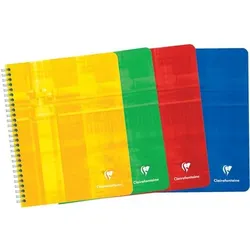 Clairefontaine Collegeblock DIN A5+ Kariert Spiralbindung Pappe Blau Nicht perforiert 180 Seiten