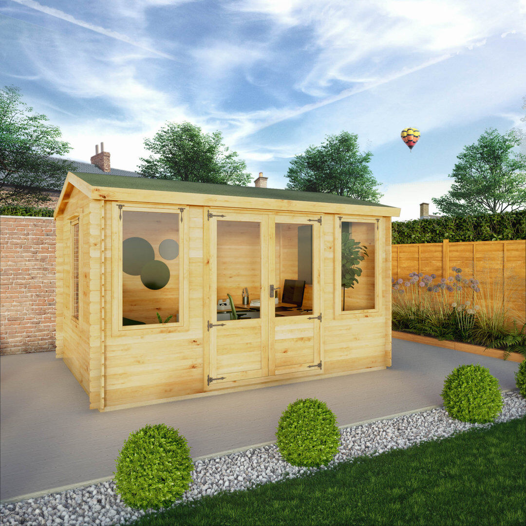Mercia Garden Products Mercia 13ft x 10ft Reverse Apex Log Cabin (19mm)