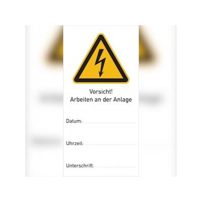 Wartungsanhänger, Vorsicht! Arbeiten an der Anlage - 75x150x1.5 mm Kunststoff