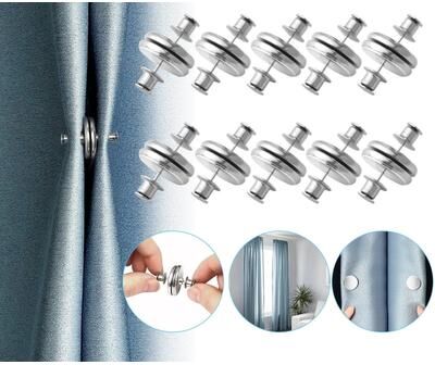 Multicon Wholesale Hub Magnetic Curtain Clips, Nail Free Button Buckle, Silver Alloy, Double Sided Magnets, Home Decor Magnetic Curtain Clips, Nail Free Button Buckle, Silver Alloy, Double Sided Magnets, Home Decor