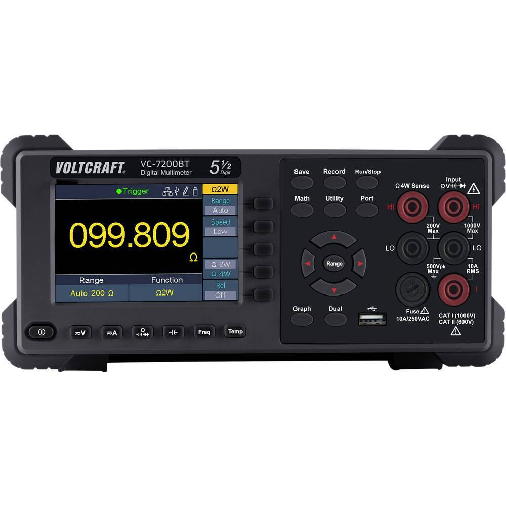 Voltcraft VC-7200BT digitale multimeter met datalogger, tafelmodel, CAT I 1000 V, CAT II 600 V