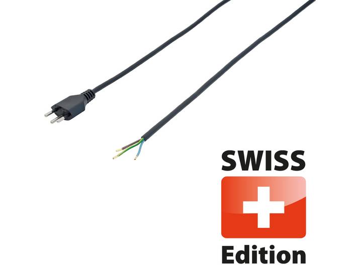 Netzkabel Stromanschlusskabel GD 3x 1mm schwarz 3 Meter Swiss