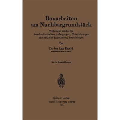 Bauarbeiten am Nachbargrundstück, Taschenbuch von Luz David, Springer Berlin, 978-3-662-31469-2