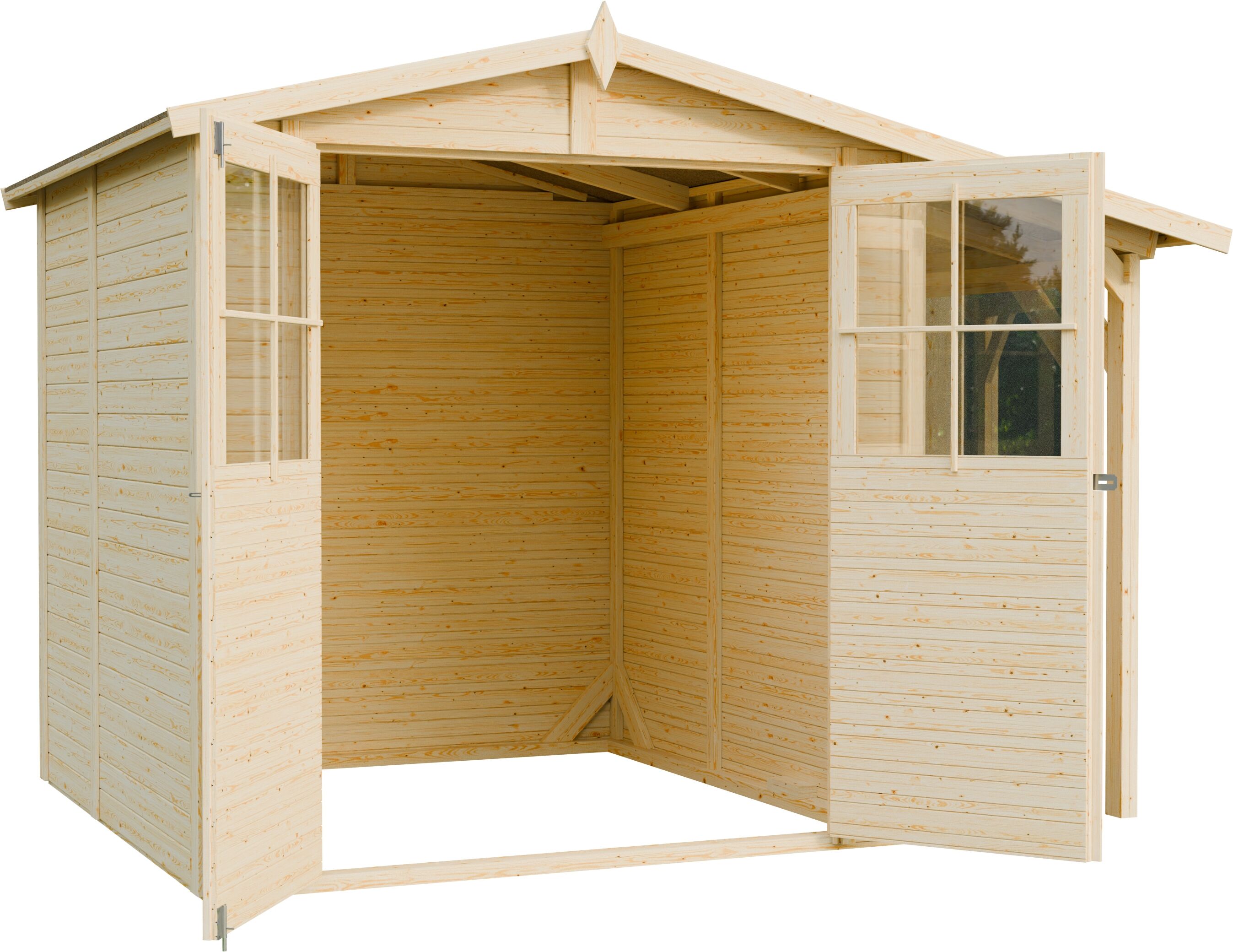 Gartenhaus KONIFERA "Tonio 2 Plus", unbehandelt, ohne Fußboden, ohne Dacheindeckung, Massivholz, Gartenhäuser, Gartenhaus
