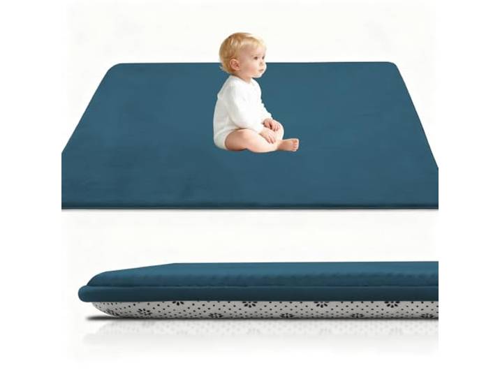Stqyeiw Kinderteppich Teppich Verdickung Korallen Samt Teppich Korallensamtteppich Kinder Krabbeldecke Tatami Teppiche Kinder rutschfeste Vergrößern Spielmatte Yogateppich 200 x 200 cm Himmelblau