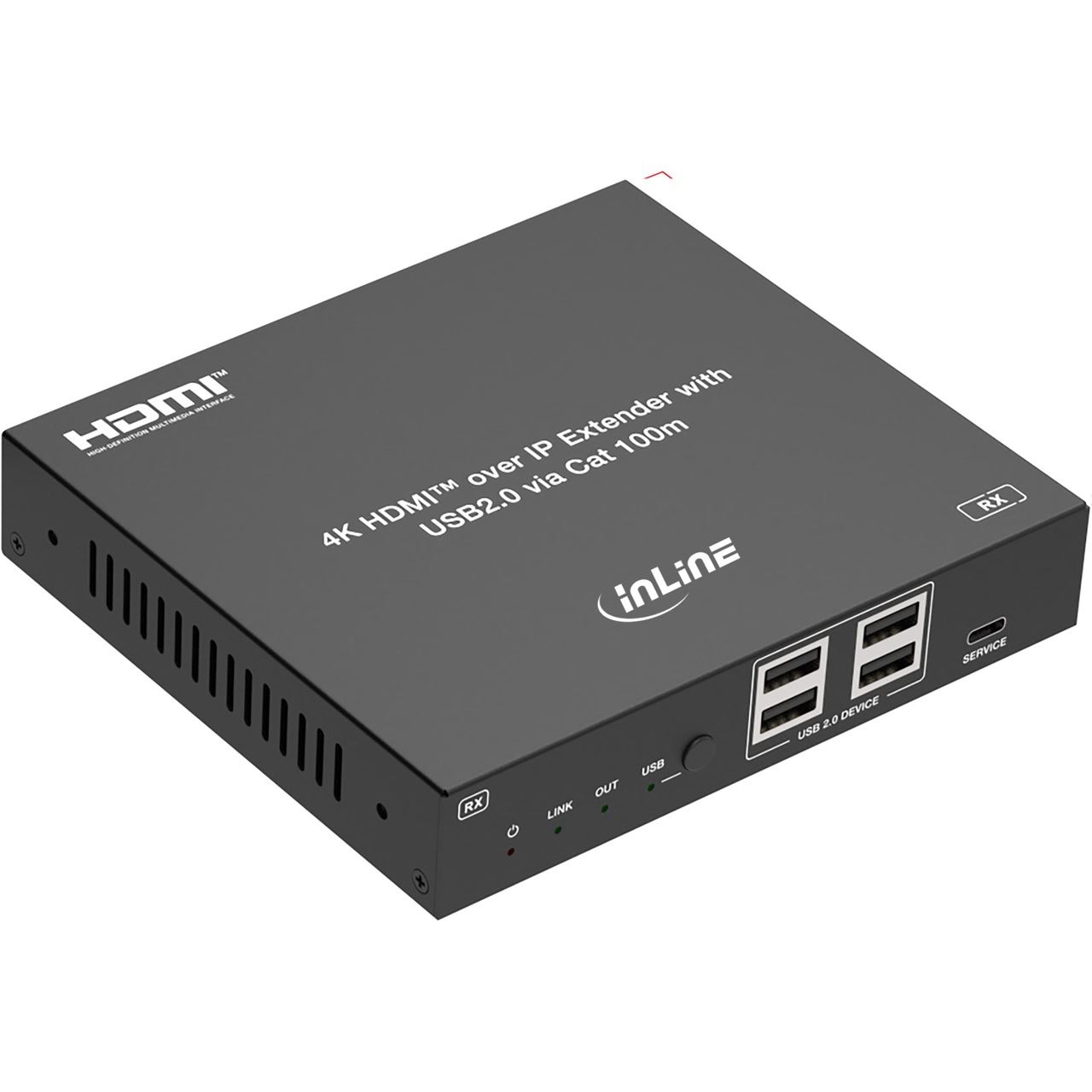 InLine KVM Extender over IP, HDMI 4K/60Hz, 100m, Empfänger (RX)