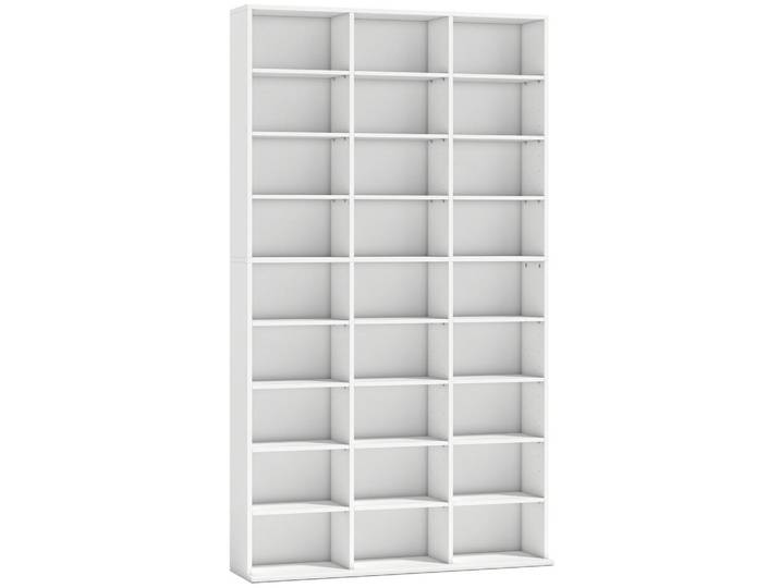 Homcom Cd-Regal Spanplatte Weiß, Holzwerkstoff, 20 Fächer, 24x175x100 cm, Wohnzimmer, Regal