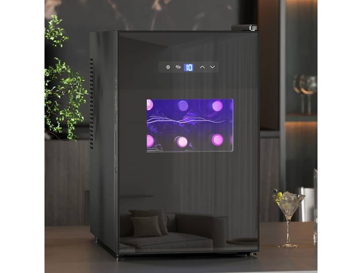 HOMCOM Cave à Vin 15 Bouteilles 39L Température Réglable LED