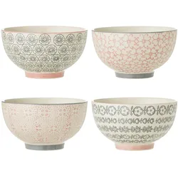 Bloomingville Cécile Schale, Rose, Steingut 4er-Set, Ø 13,5 x H 7,5 cm, 4er-Set