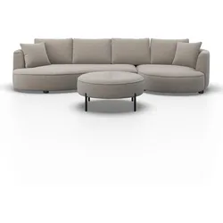 Wohnlandschaft Nilas Beige Chenille mit Hocker