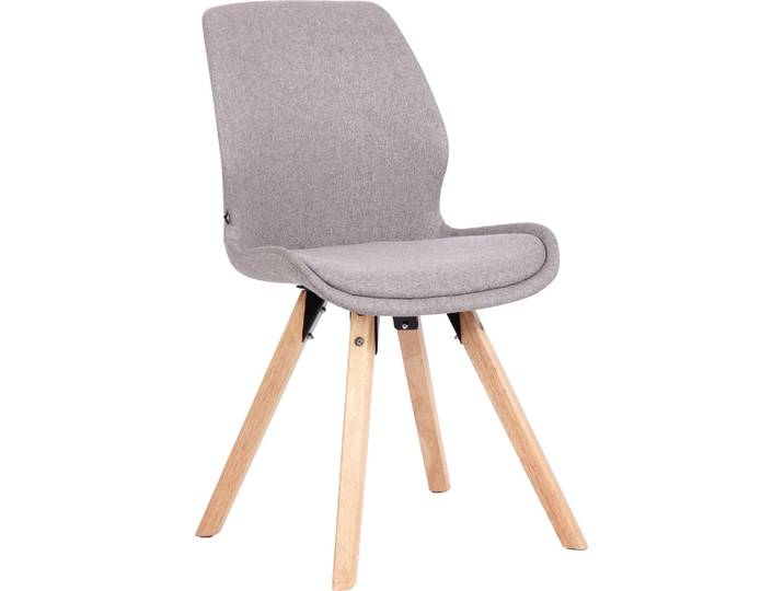 CLP Esszimmerstuhl Luna Modernes Design, Gestell natura, gepolsterter Sitz - Farbe: grau, Material: Stoff