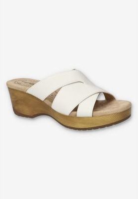 Women's Ren Slip-Resistant Sandal by Easy Street in White (Size 9 M)