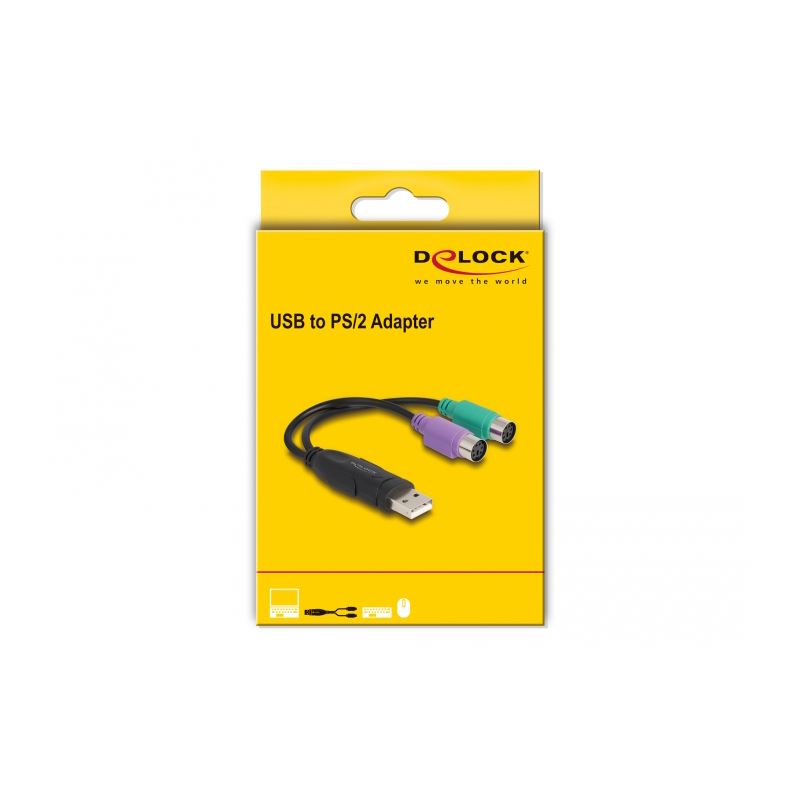 0.17m Delock - USB-Adapter - USB (M) zu PS/2 (W) - Schwarz