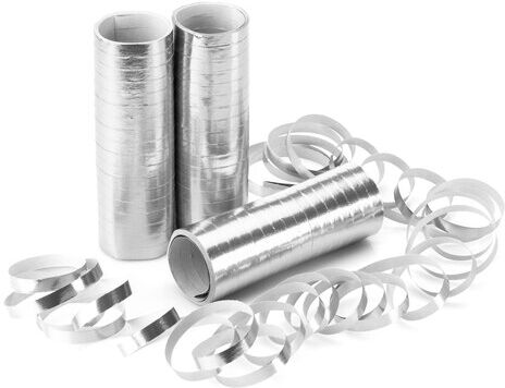 Luftschlangen "Metallic", silber, 3 Stück