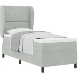 vidaXL, Boxspringbett, Boxspringbett Mit Matratze Samt Hellgrau (80 x 200 cm)