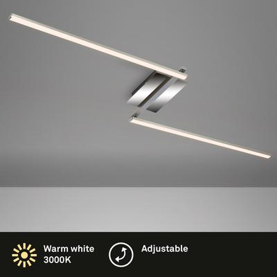 BRILONER LEUCHTEN Deckenleuchte "Deckenleuchte STAFF", grau, 1 Stk., Leuchten, LED Deckenleuchte 2-flammig schwenkbar alu-chrom 3000K 12W Metall, Deckenleuchte