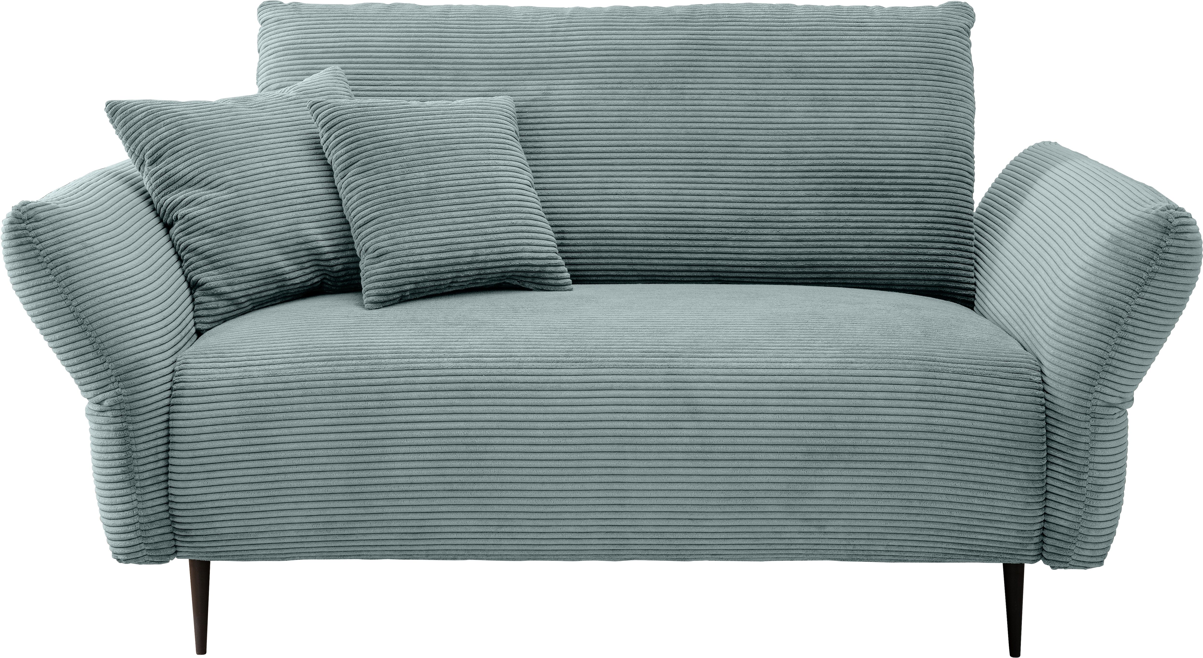2-Sitzer HOME AFFAIRE "Vanilla modern & bequem, verstellbare Armlehnen, tolle Details", blau (aqua), B:255cm H:94cm T:102cm, 93% Polyester, 7% Polyamid, Sofas, 2-Sitzer, bodenfrei, zeitlos und elegant, Breite 193cm aqua B/H/T: 255cm x 94cm x 102cm, Cord, 