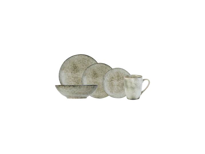 Handgefertigtes Geschirr-Set „Verdastro“ 20-teilig Natur, Beige, Moosgrün hell Cosy & Trendy
