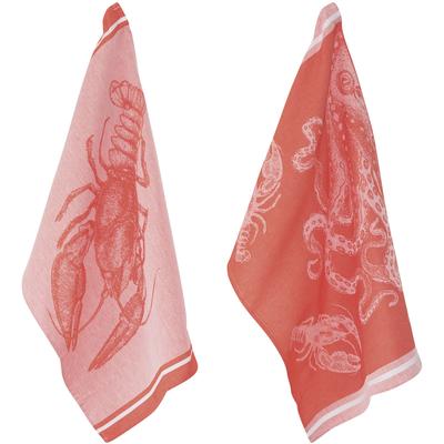 Geschirrtuch PAD "SEA", rot, B:50cm H:1cm L:70cm, 100% Baumwolle, Geschirrtücher, Geschirrtuch, 100% Baumwolle, 50x70 cm, Motiv Meeresbewohner