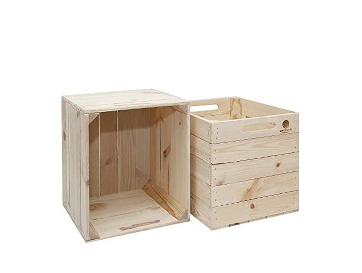 MARWOOD PREMIUM QUALITY Kallax Box Lot de 2 boîtes de rangement Kallax en bois pour étagère Kallax - Inserts Kallax - Caisse à fruits - Boîte en bois - Nourriture