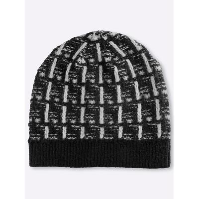 Strickmütze CASUAL LOOKS, Damen, schwarz, gemustert, Wolle, Mützen Strickmütze