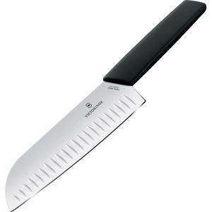 Victorinox Santokumesser Swiss Modern 6.9053.17KB, 17 cm Edelstahlklinge mit Kullenschliff, Kunststoffgriff
