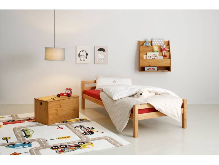 Kinderbett GOODPRODUCT Alpi , beige (natur gebeizt, gewachst), B:98cm H:60cm L:208cm, Betten, Kinderbett, Einzelbett aus schönem Kiefernholz, Lattenrost, Liegefläche 90x200 cm