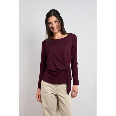 Langarmshirt SEIDEL MODEN, Damen, Gr. 44, 48,bordeaux, Single Jersey, Obermaterial: 94% Viskose, 6% Elasthan, unifarben, Basic, lässig geschnitten hüftbedeckend, Rundhals, abgesteppte Kante, Shirts Langarmshirt, Langarmshirt mit seitlicher Bindung -...