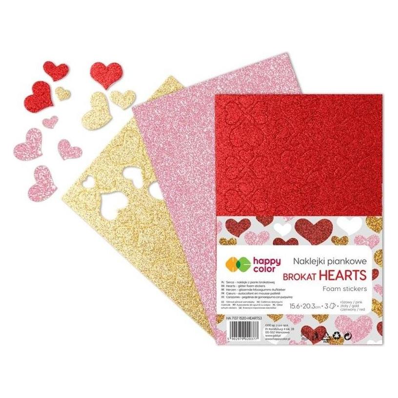 Happy Color Glitzer-Herzaufkleber A5, 3 Stück, Mix (3 Sticker) (48986296)