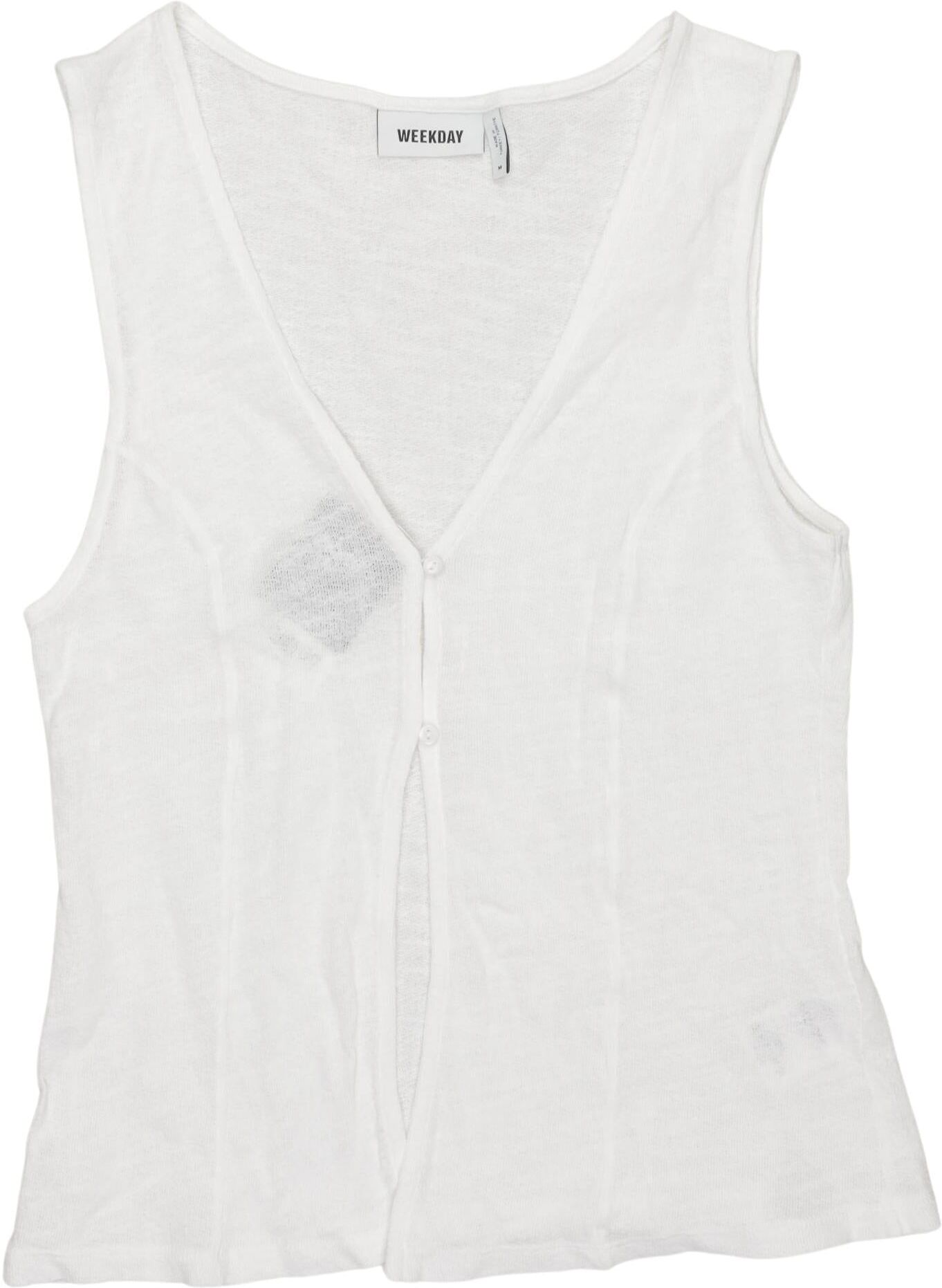 Weekday Damen Weste, Weiß, Gr. M, Baumwolle - Second Hand