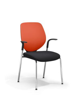 Vierfuß GIROFLEX 353, Polster, Präzisionsstahlrohr stapelbar, m. Armlehnen, orange/schwarz