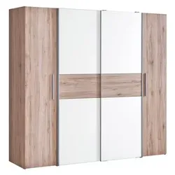 FORTE Schwebe-/Drehtürenschrank Kalixtus 200 x 190 cm Holzoptik Braun Eiche