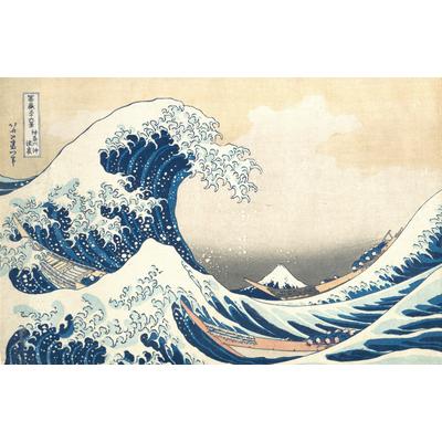 Fototapete PAPERMOON "HOKUSAI WELLEN MEER SEE OZEAN TAPETE XXL", bunt, B:2,5m L:1,86m, Vlies, Tapeten