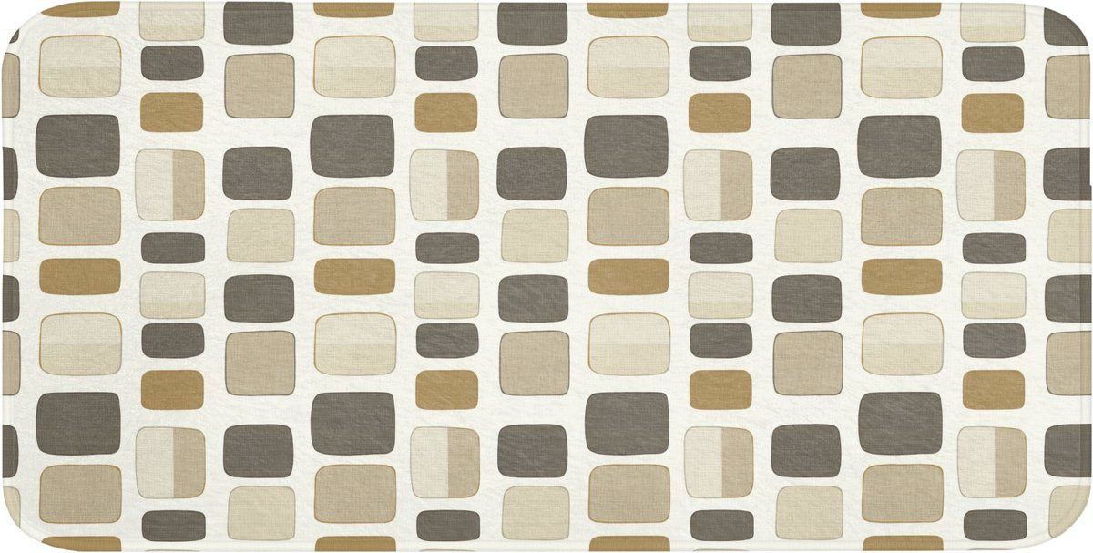 OnlyWow Badmat met Blokkenpatroon in Grijs - Antislip - 120 x 60 cm