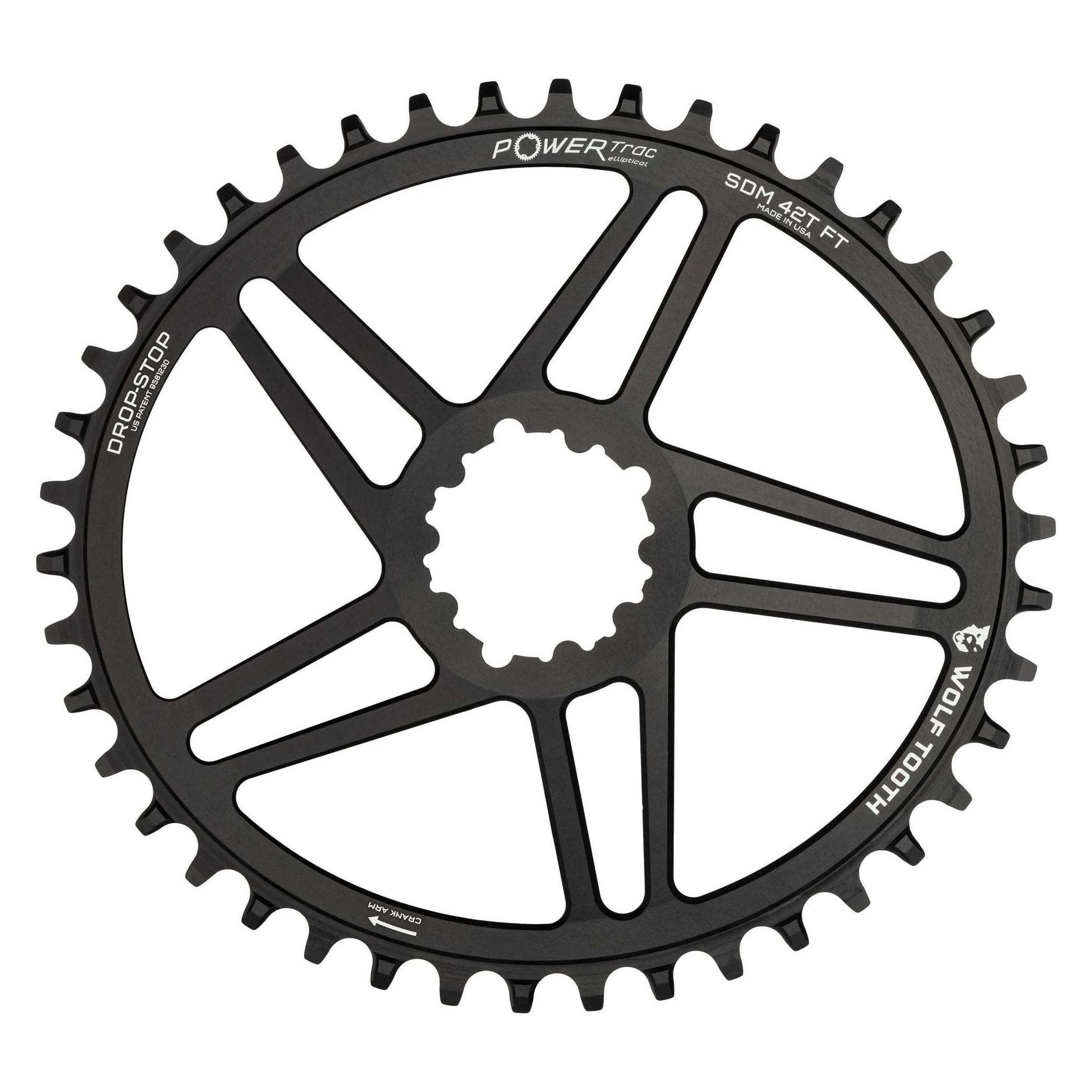 Wolf Tooth PowerTrac Elliptical SRAM GXP Direct Mount Kettenblatt, 42 Z., black (42) (33126969)