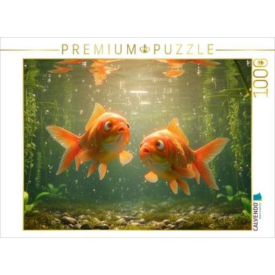 CALVENDO Puzzle Goldfische im Gespräch | 1000 Teile Lege-Größe 64x48cm Foto-Puzzle für glückliche Stunden