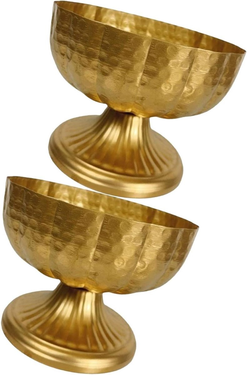 Set van 2 vintage compote stijl decoratieve vazen in goud