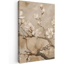 LEINWANDBILD Blumen - Modern - Beige - Weiß - Blüte Deko XXL 80x120 cm