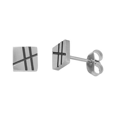 Paar Ohrstecker FIRETTI "Schmuck Geschenk Edelstahl Ohrschmuck Ohrringe quadratische Form", silber (edelstahlfarben, schwarz), Ohrringe, Damen, Edelstahl