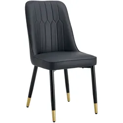 STILVORA Esszimmerstuhl PU-Leder Schwarz mit Metallbeinen, 43x41,5 cm Sitzfläche