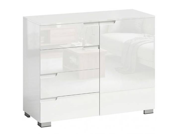 YWJ Commode à 4 tiroirs buffet avec 1 porte et fond réglable pour salon chambre à coucher 100 x 40 x 80 cm