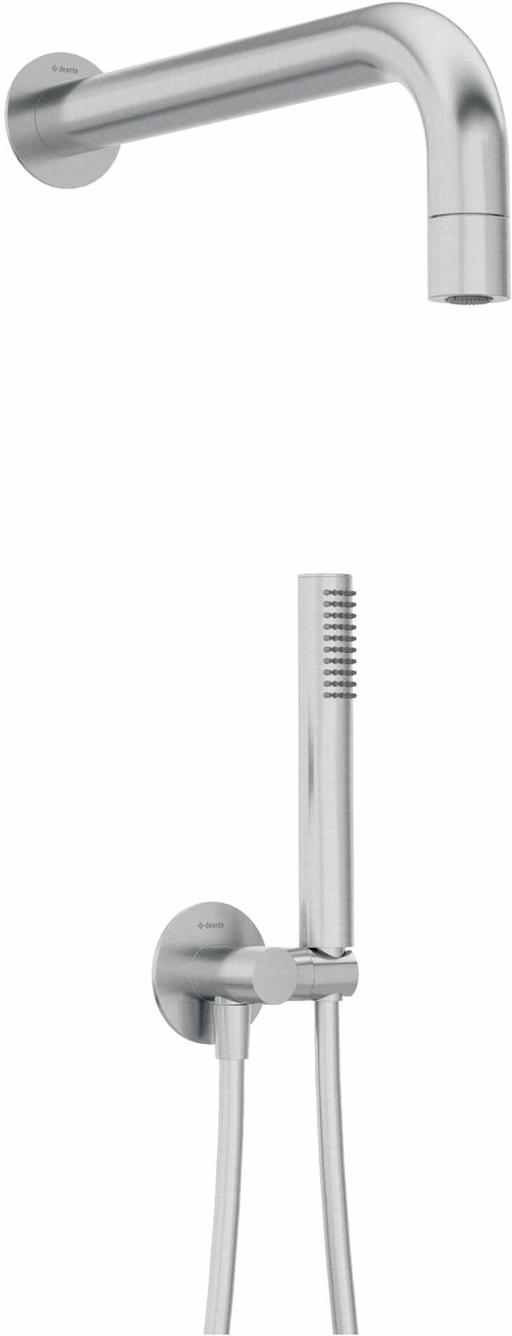 Deante KIT DOCCIA  LOIRA ACCIAIO SPAZZOLATO BRACCIO CON SOFFIONE L403xØ42 mm OTTONE