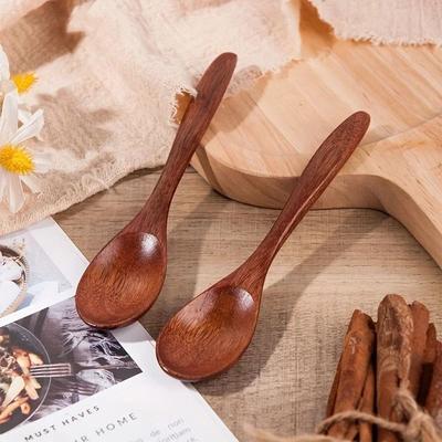 Uplifted Finds Wooden Tea Spoon Set Long Coffee And Dessert Spoons 2 Pcs
