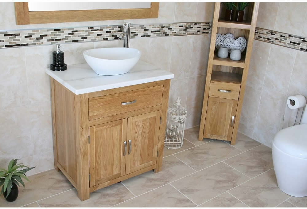 Belfry Bathroom Delp 750mm Single Bathroom Vanity with Vessel Ceramic Basin White 750mm W
