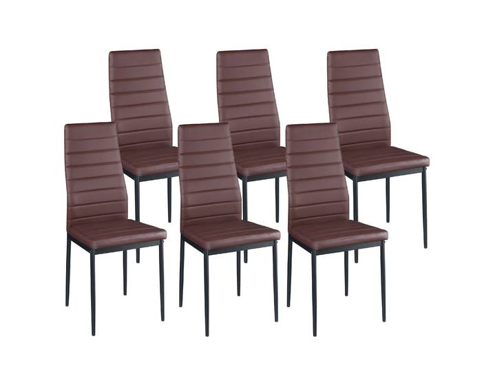 Esszimmerstuhl Leder TIM 6er Set braun