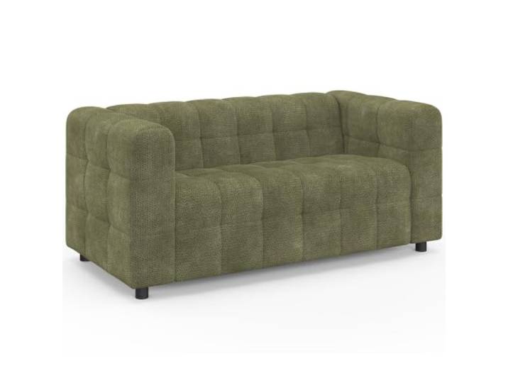 IDMarket - Sofa rechts, 2-Sitzer, gepolstert, AMANCE aus Chenille-Stoff, Khaki, Grün