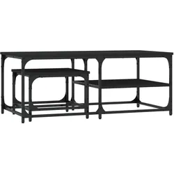 Décoshop26 - Set aus 2 ineinander schiebbaren Couchtischen aus schwarzem Holzwerkstoff und Metall DEC040519