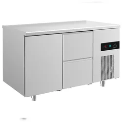 Gastro Kühltisch Umluftkühlung 1 Tür 2 Schubladen 1400x700x850mm -2/+8°C