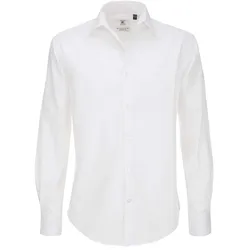 B&C Herren Popeline Poplin Stretch Hemd langarm Black Tie Long Sleeve SMP21 white S (37/38)