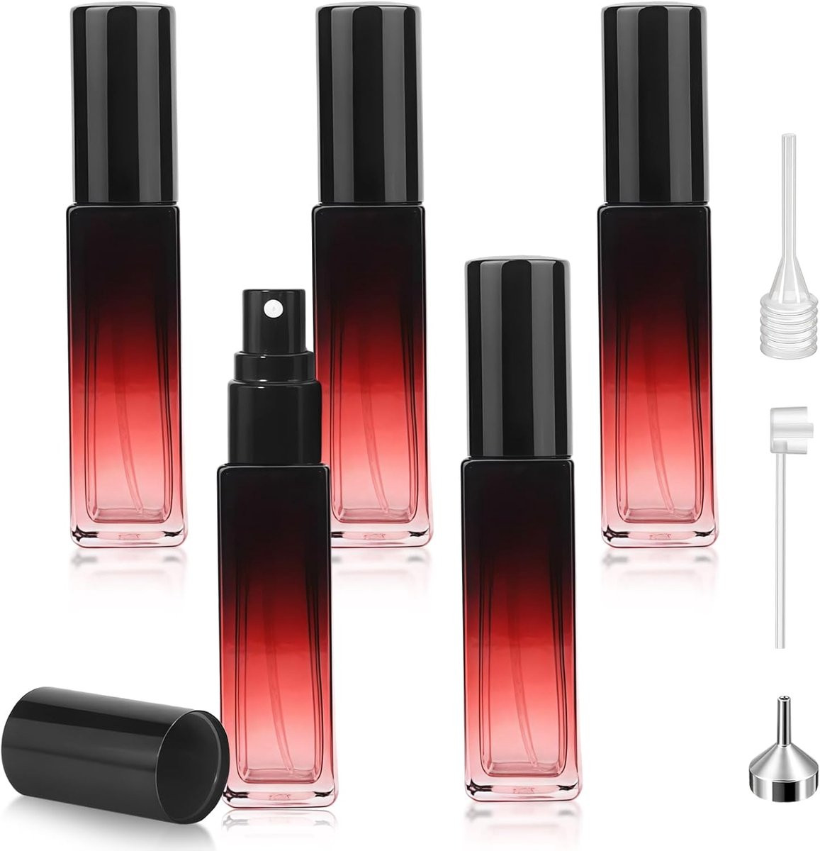 Set van 3 navulbare parfumverstuivers van glas, 10 ml, rood